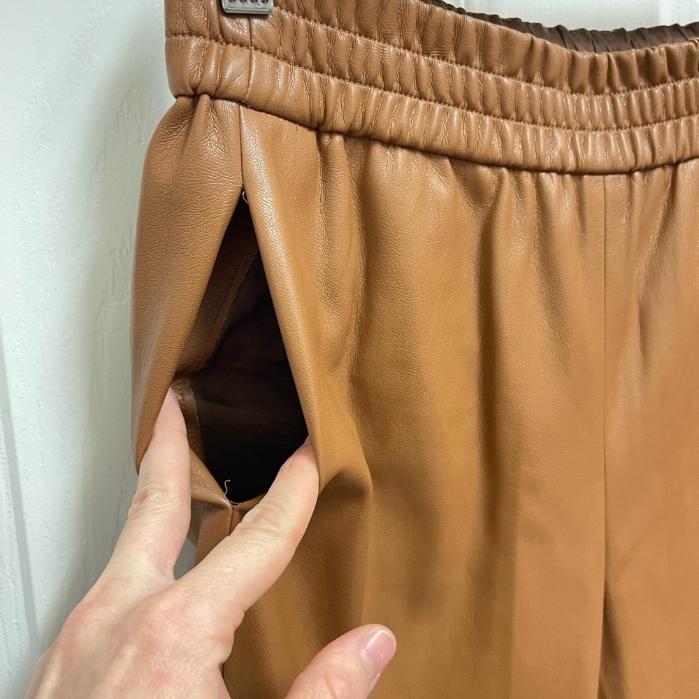 Alice + Olivia Camel Brown Faux Leather Joggers - Picture 5 of 12